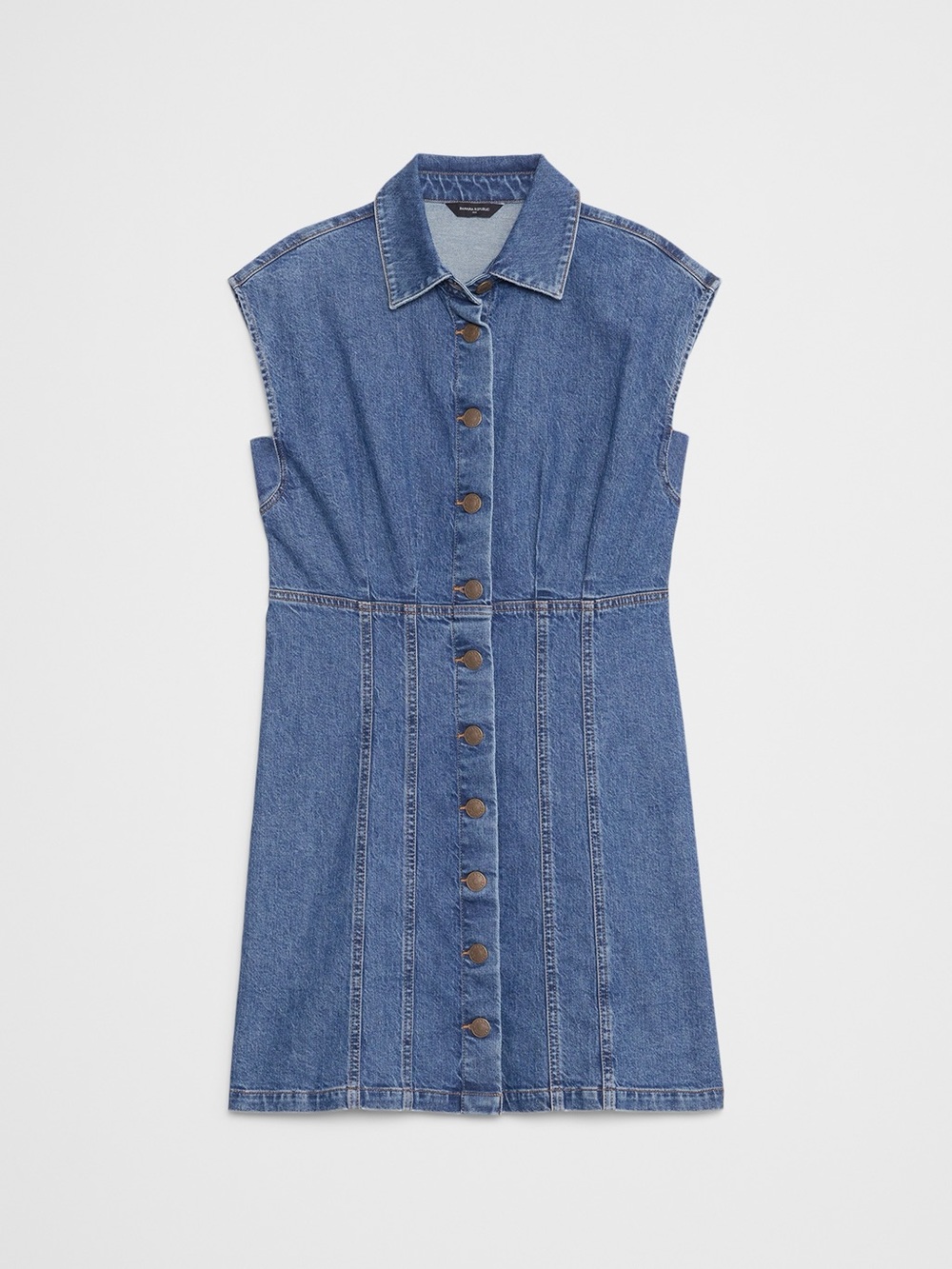 denim sheath dress banana republic Factory Sleeveless Button-Front in Blue This sleeveless shift dress Mini dresses INSTOCK Neat Attire Female Color:Royal Blue/Gold